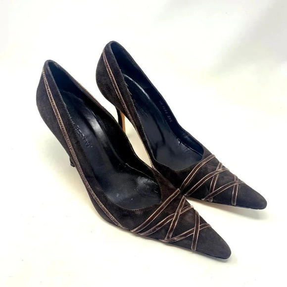 LK Bennett Brown‎ Suede Pointed Toe Wrapped Pump Heels Brown Size 39.5 US 8.5 - Picture 1 of 12